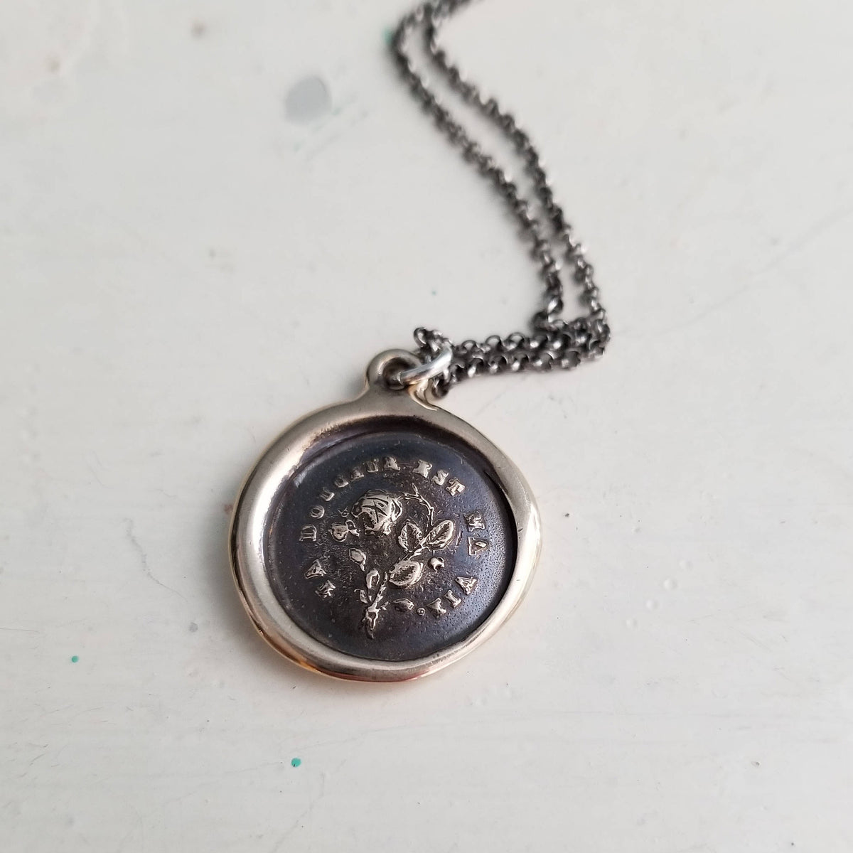 Bronze Your Sweetness is my Life Necklace - Rose and a Butterfly