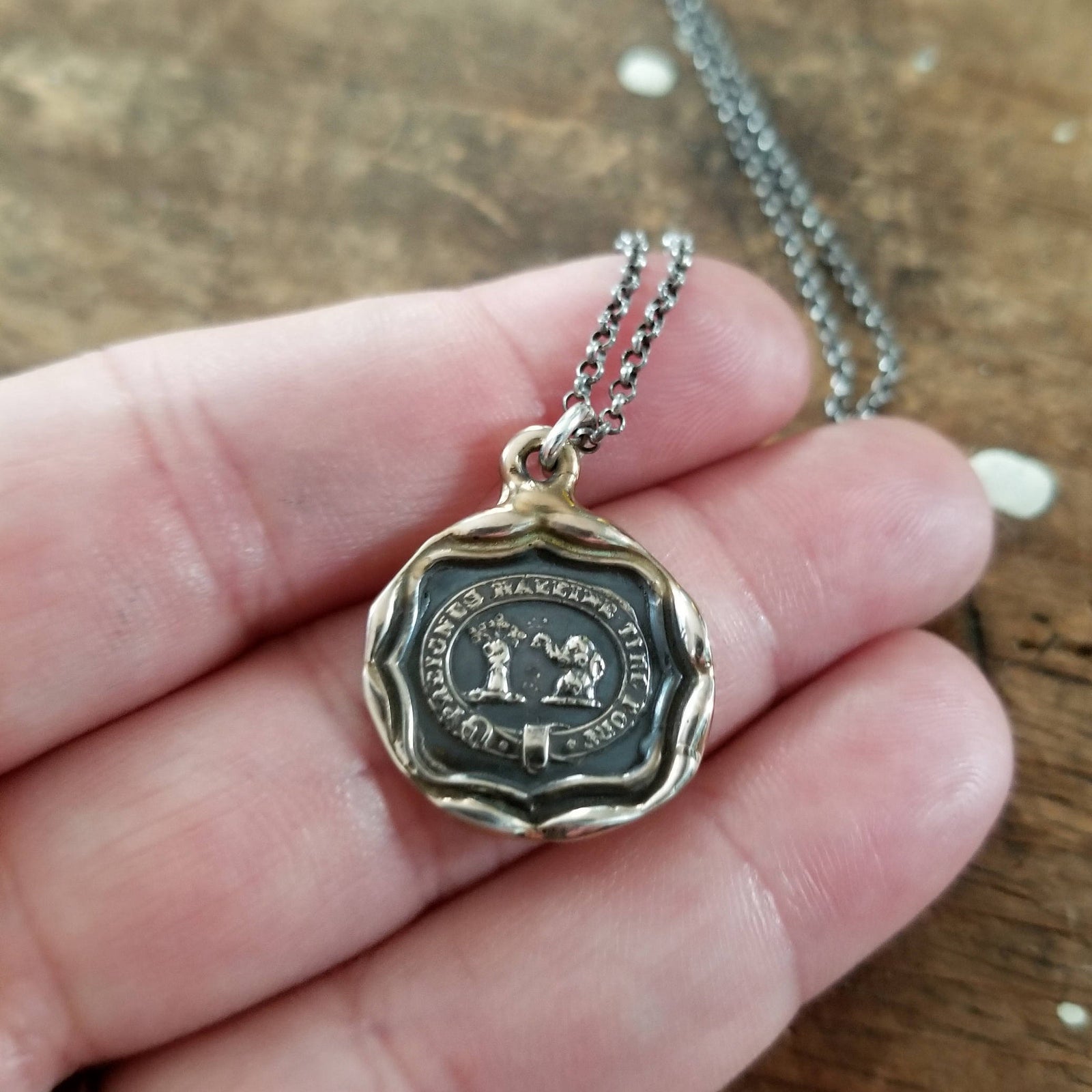 Bronze Elephant  Necklace  - Take Breath, Pull Strong
