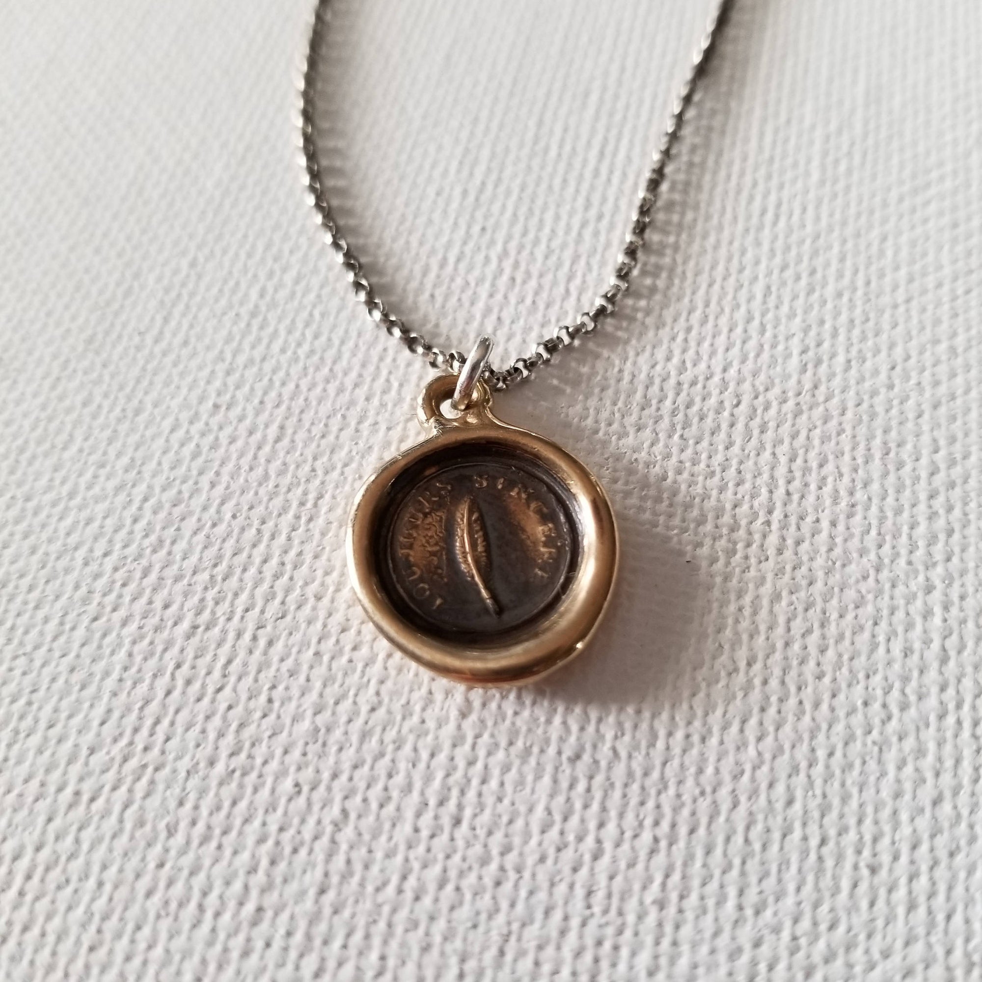 Bronze Always Sincere Victorian Whimsy Wax Seal Necklace