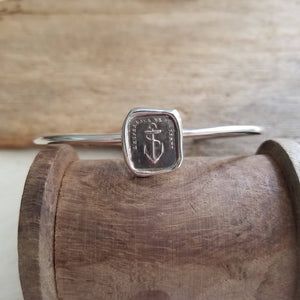 Hope Sustains Me Wax Seal Bracelet - Anchor Cuff Bangle Bracelet