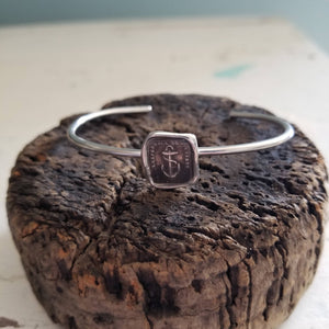 Hope Sustains Me Wax Seal Bracelet - Anchor Cuff Bangle Bracelet