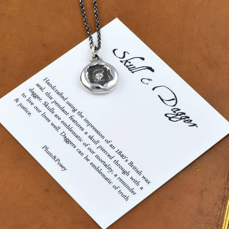 Bronze Skull and Dagger Necklace