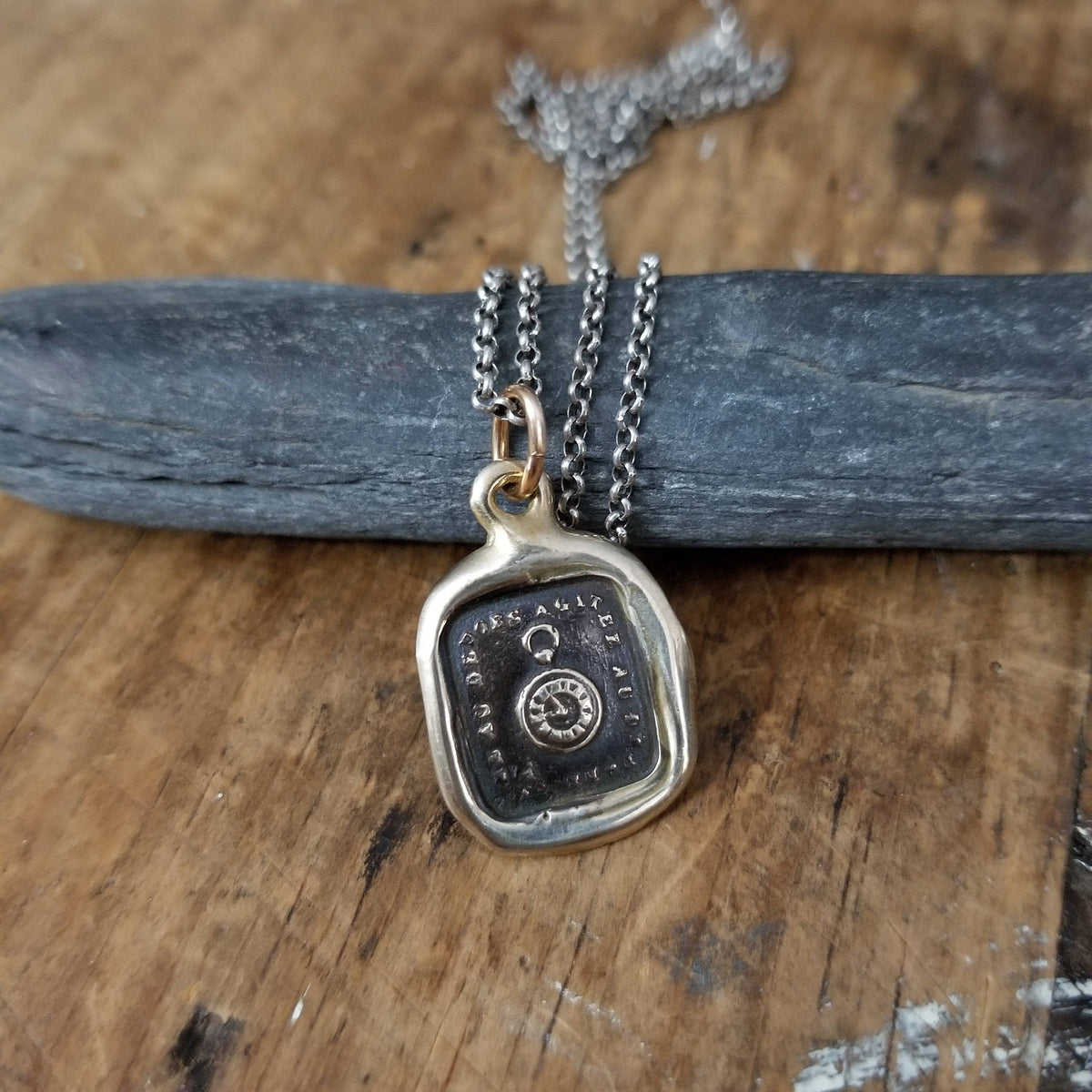 Bronze Pocket Watch Necklace - Stiff Upper Lip - Keep Calm and Carry On