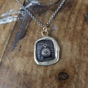 Bronze Pocket Watch Necklace - Stiff Upper Lip - Keep Calm and Carry On