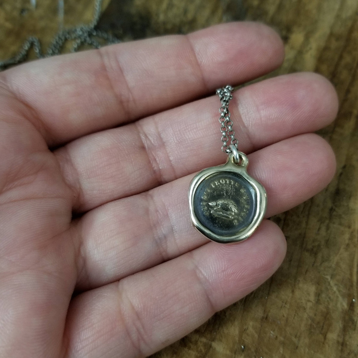 Bronze Hedgehog  Necklace - Not without my defences