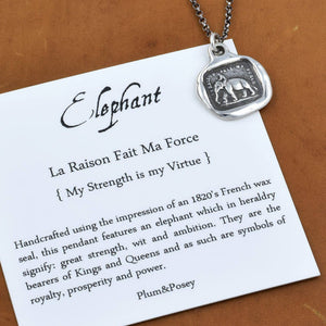 Bronze Elephant Strength  necklace - My Strength is my Virtue