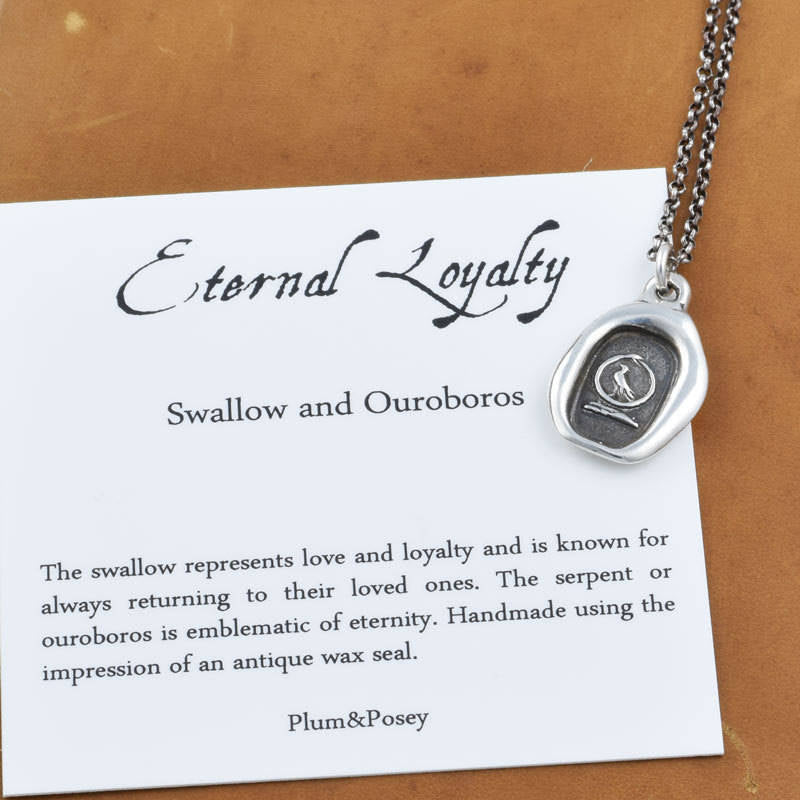 Swallow and Serpent  Eternal Loyalty Necklace in Bronze