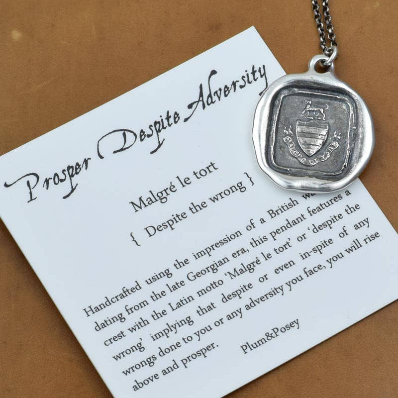 Bronze Prosper Despite Adversity Dog Crest Necklace