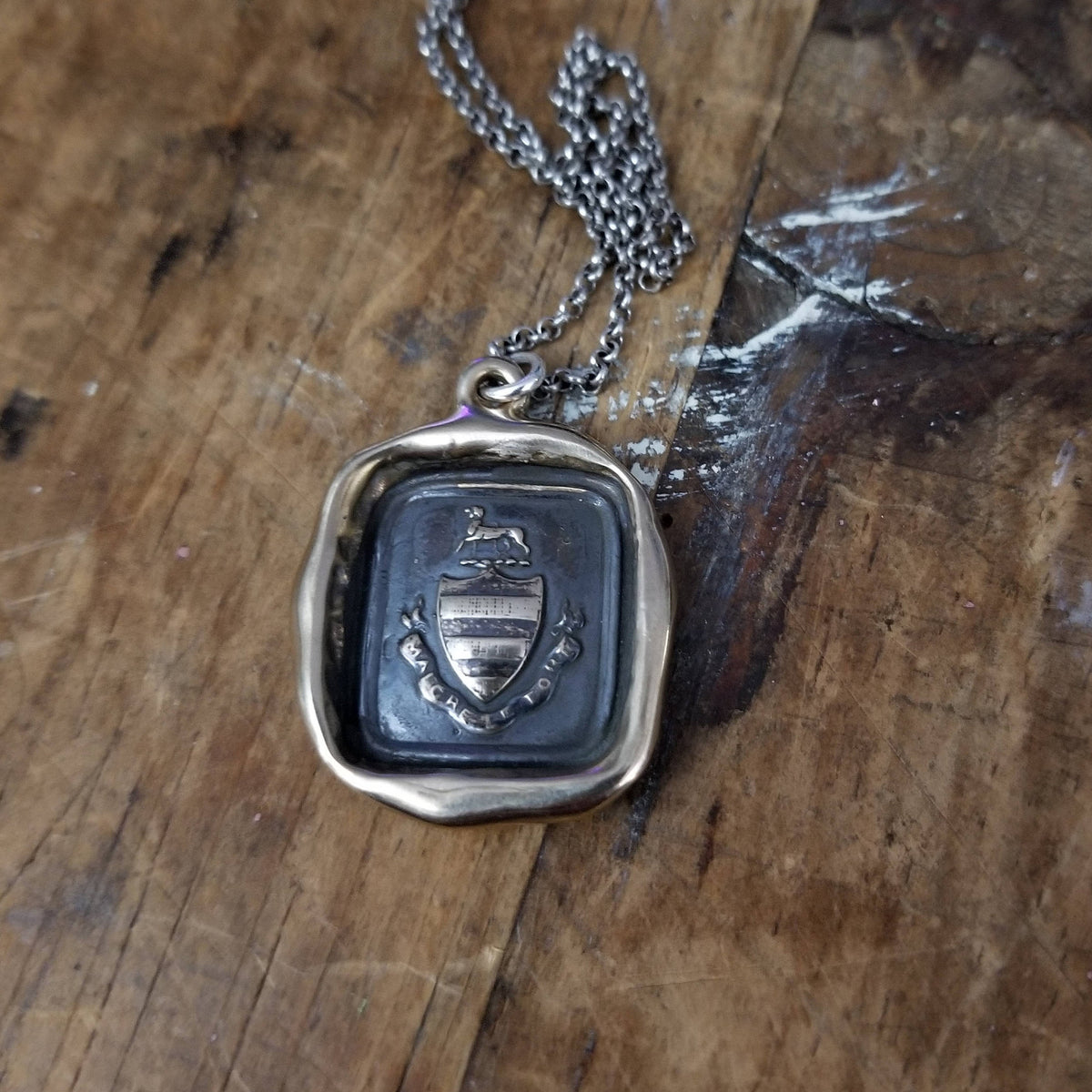 Bronze Prosper Despite Adversity Dog Crest Necklace