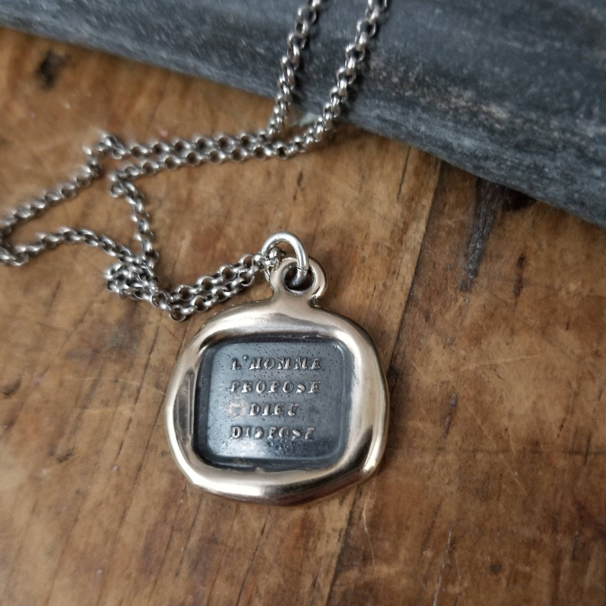 Bronze Man proposes, God disposes Necklace in French