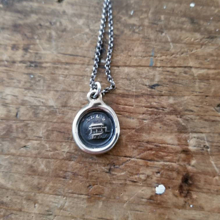 Bronze Wax Seal Wishing Well Pendant - All&#39;s Well