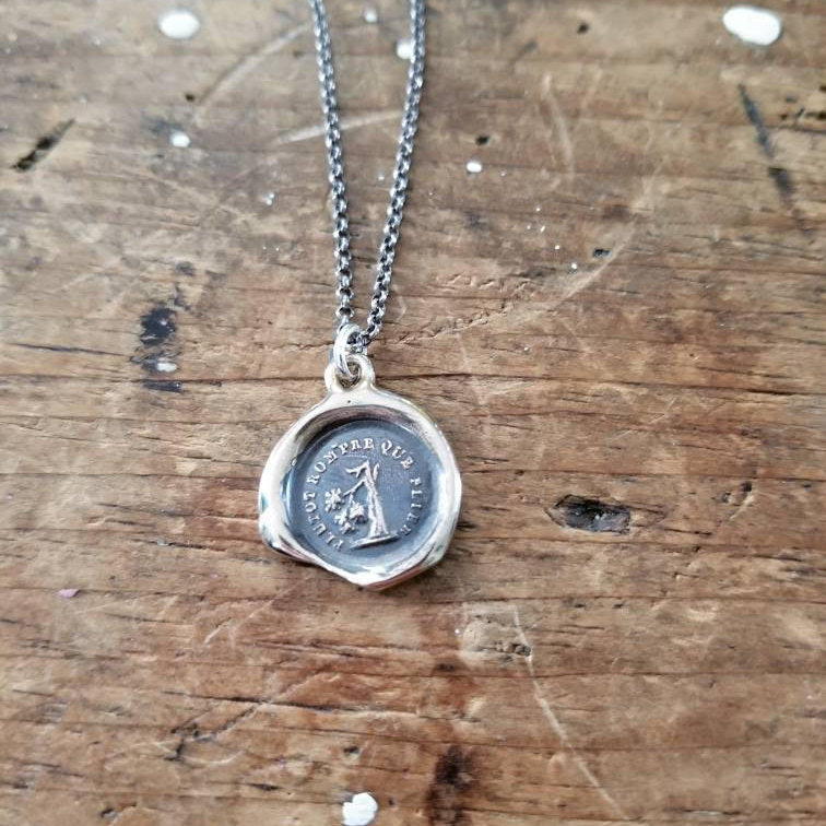 Bronze Oak Tree Necklace - I will break before I bend