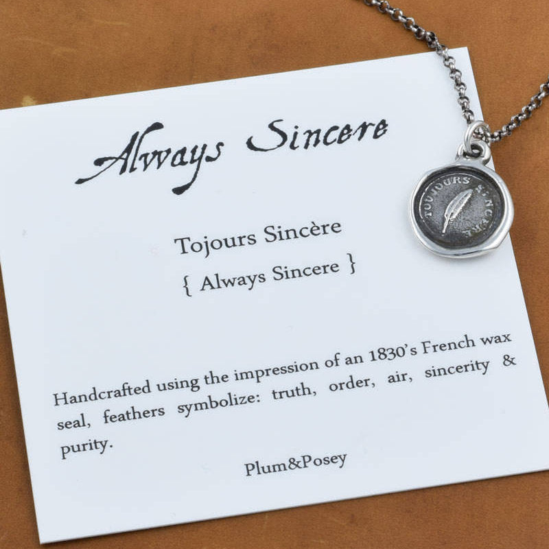 Bronze Always Sincere Victorian Whimsy Wax Seal Necklace
