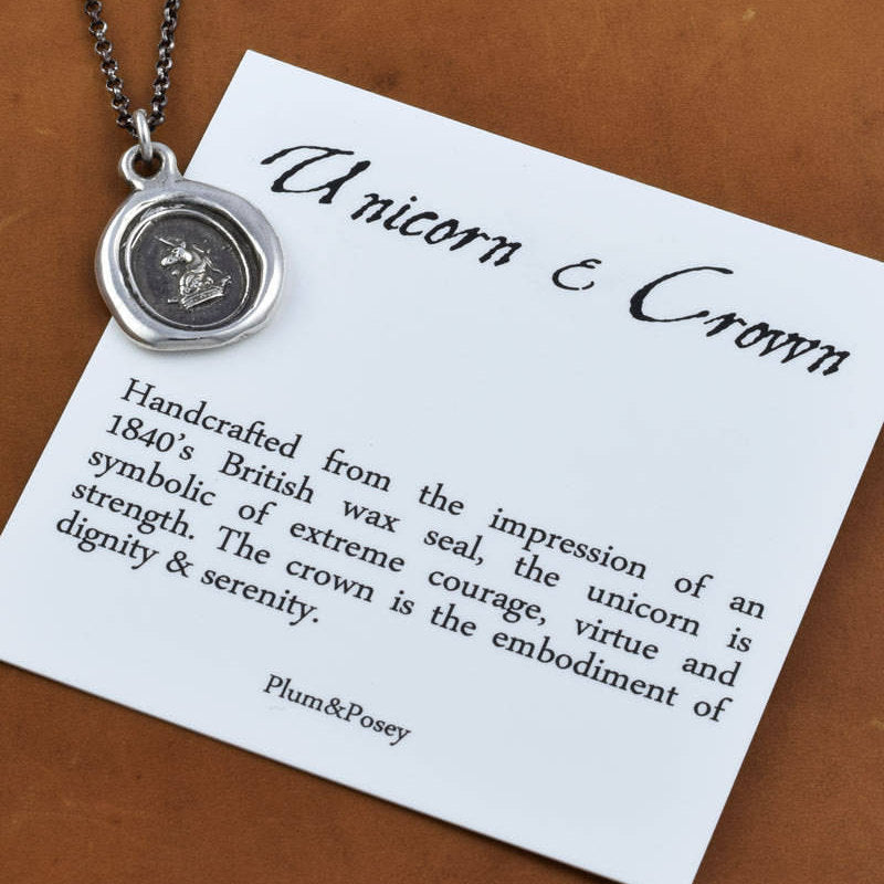 Unicorn &amp; Crown Heraldic Wax Seal Pendant in Bronze