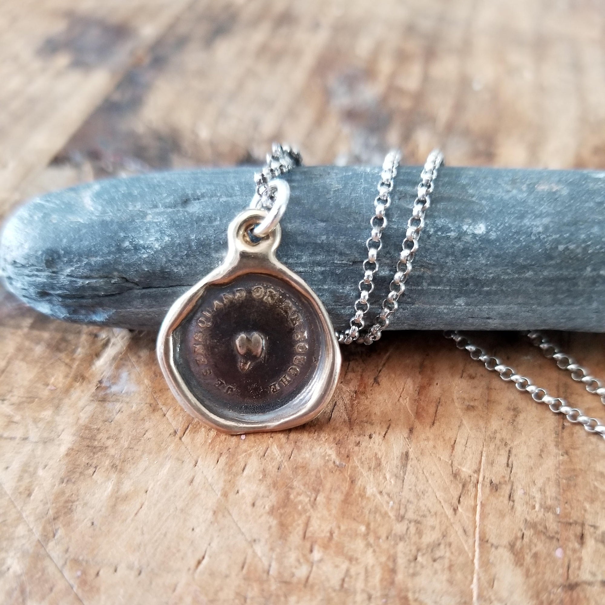 Bronze Sensitive Heart Necklace - I feel every touch