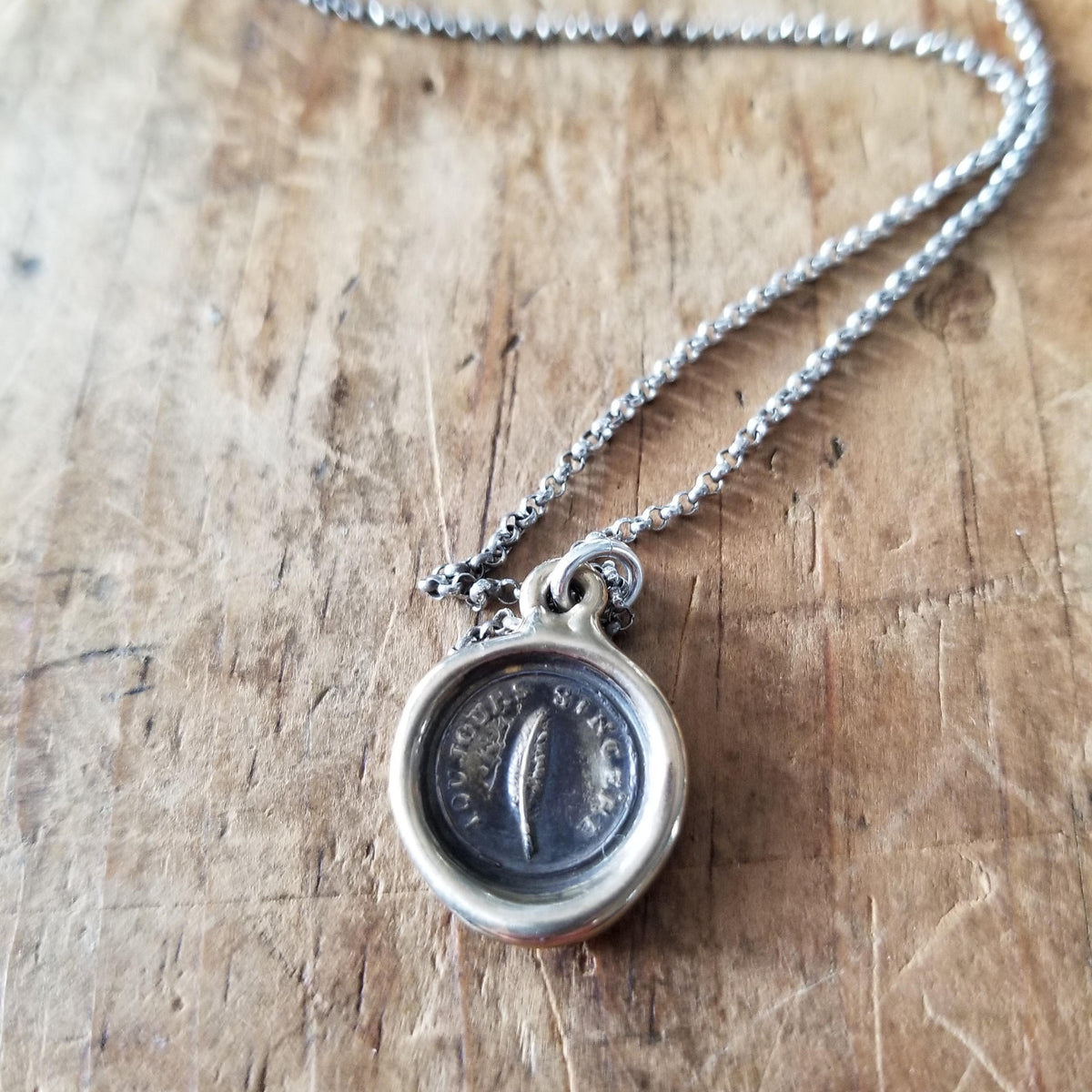 Bronze Always Sincere Victorian Whimsy Wax Seal Necklace