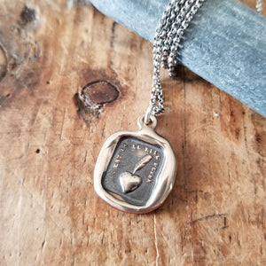Bronze Heart and Feather Necklace -  My heart is sincere