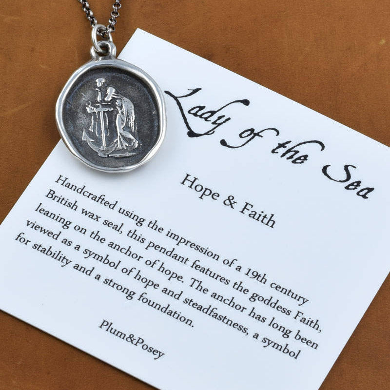Hope and Faith - Lady of the Sea and anchor necklace in Bronze