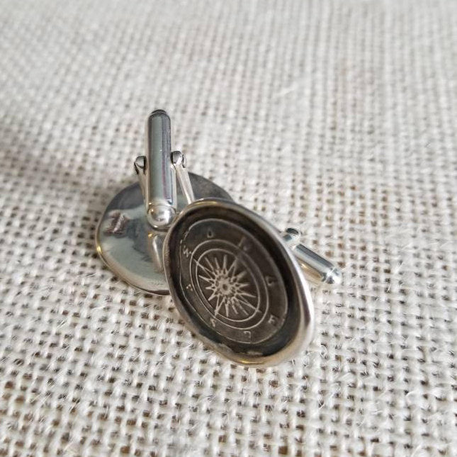 Compass Silver Mens Cufflinks