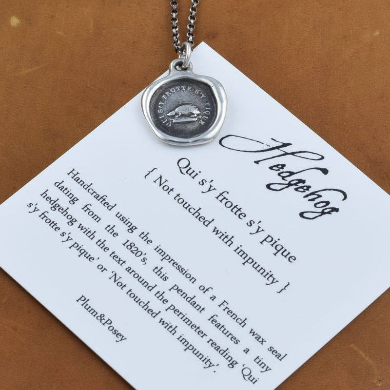 Bronze Hedgehog  Necklace - Not without my defences
