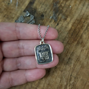 Bronze Truth Prevails Wax Seal Necklace - Wheat and Crown