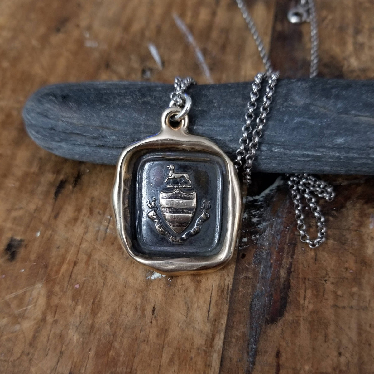 Bronze Prosper Despite Adversity Dog Crest Necklace