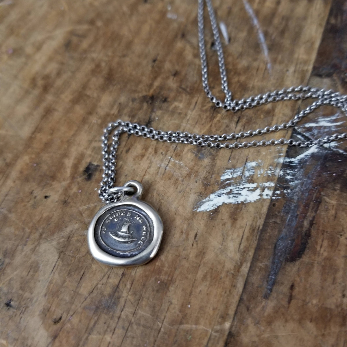 Bronze Guiding Star Necklace - Cupid&#39;s Sailing Boat and North Star - It Guides me well