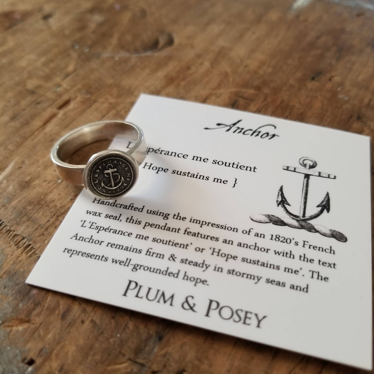 Anchor &#39;Hopes Sustains Me&#39; Wax Seal Ring