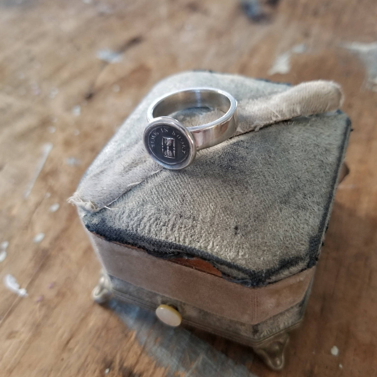 Time is Short Hourglass Wax Seal Ring
