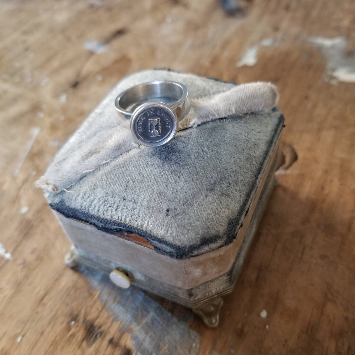 Time is Short Hourglass Wax Seal Ring