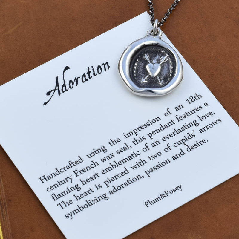 Bronze Adoration necklace - Flaming Heart and Arrows