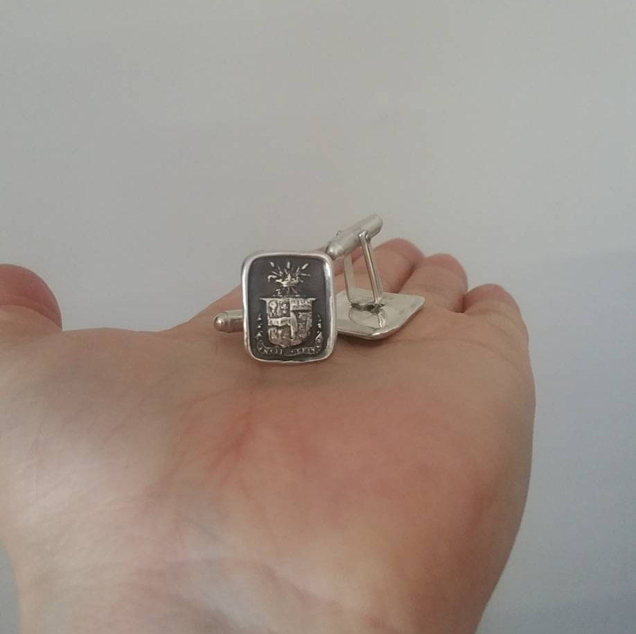 Truth Prevails Wax Seal Crest Cufflinks - Wheat and Crown