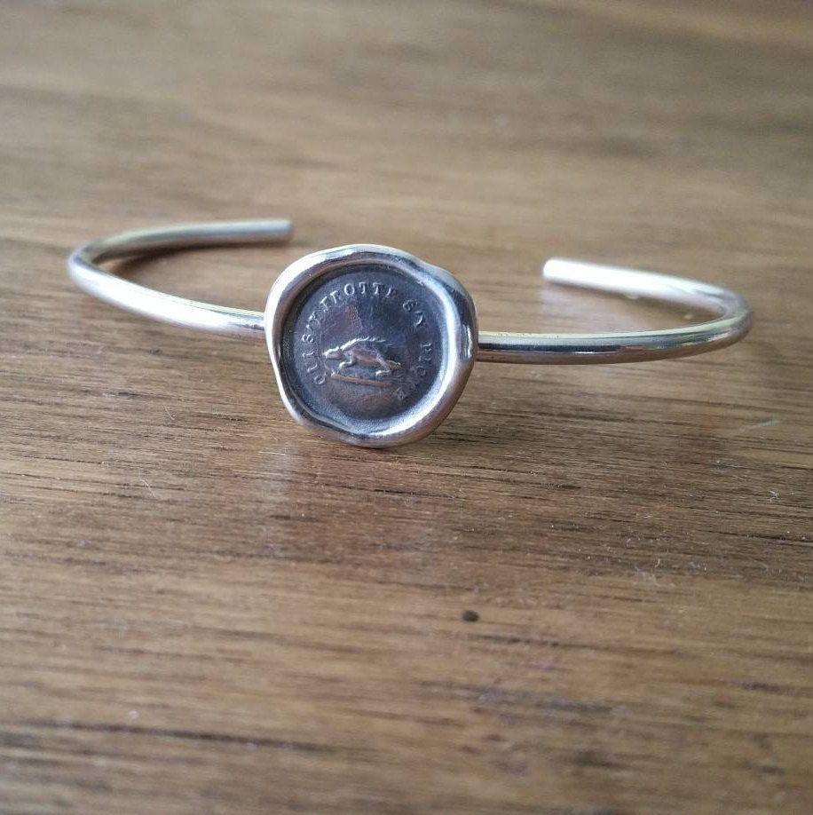 Hedgehog Wax Seal Cuff Bracelet - Not without my defences - Don&#39;t rub me the wrong way