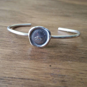 Hedgehog Wax Seal Cuff Bangle Bracelet - Not without my defences - Don't rub me the wrong way