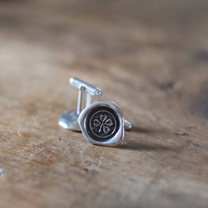 Four Leaf Clover Wax Seal Cuff-links