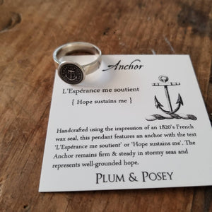 Anchor 'Hopes Sustains Me' Wax Seal Ring