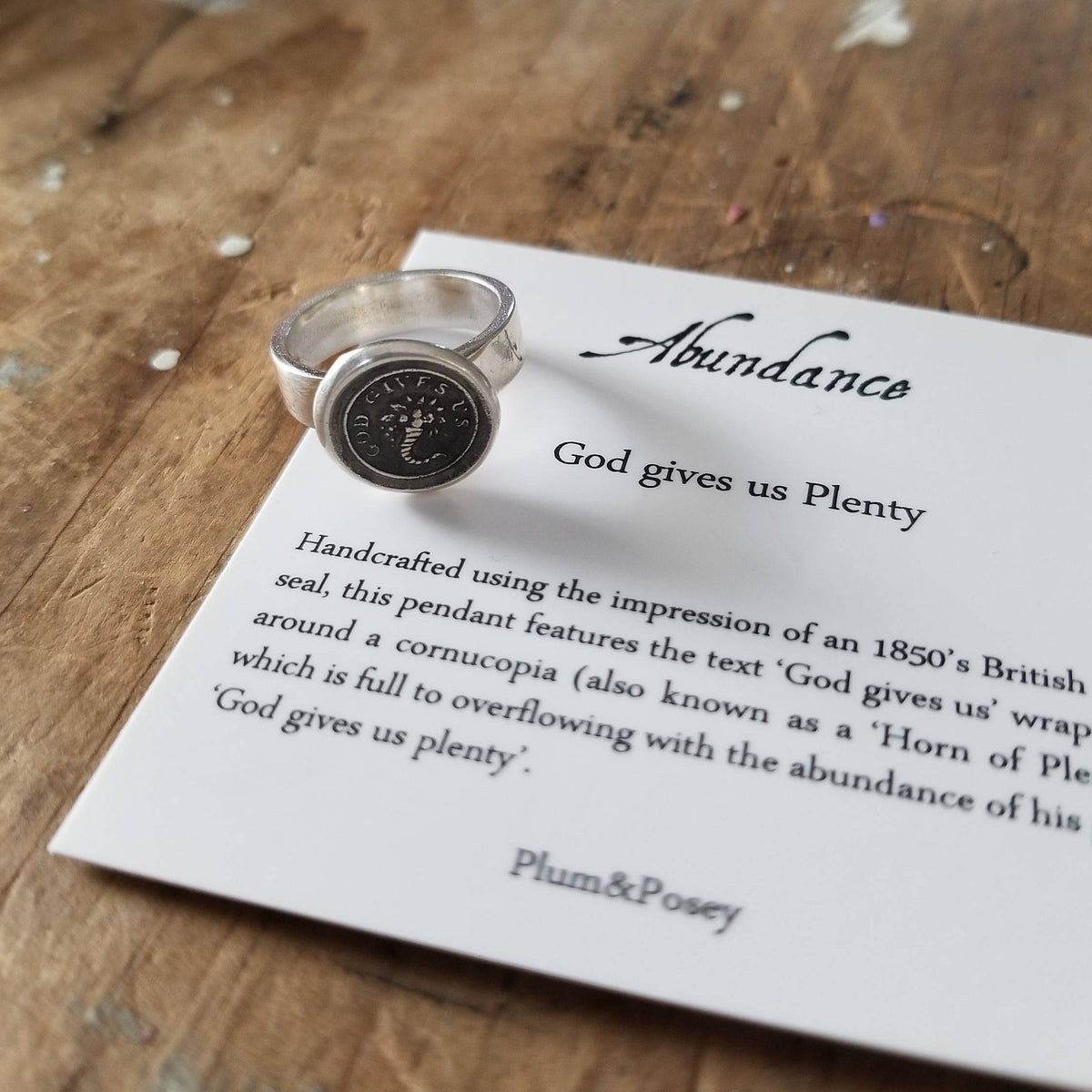 Cornucopia Wax Seal Ring - God Gives Us Abundance