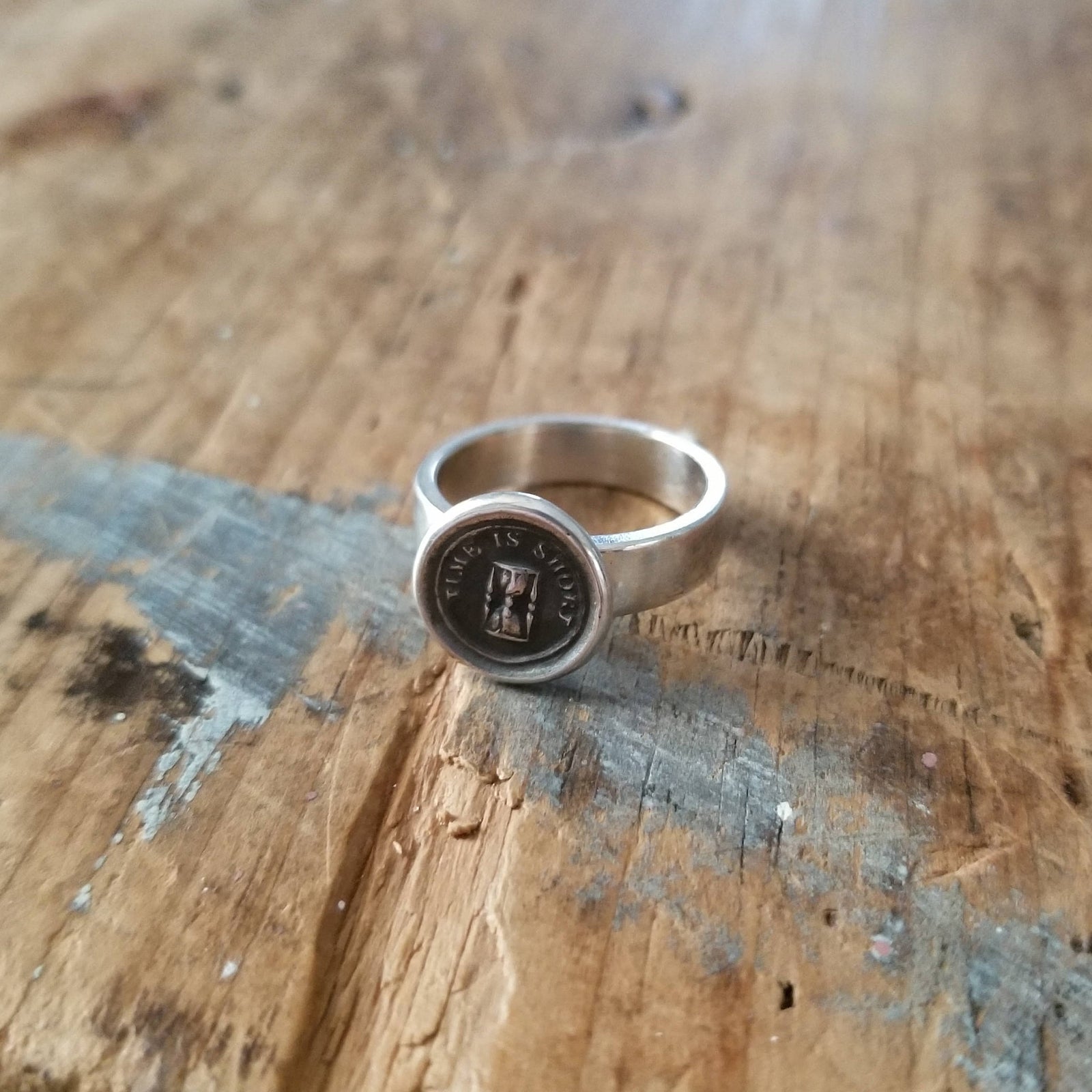 Time is Short Hourglass Wax Seal Ring
