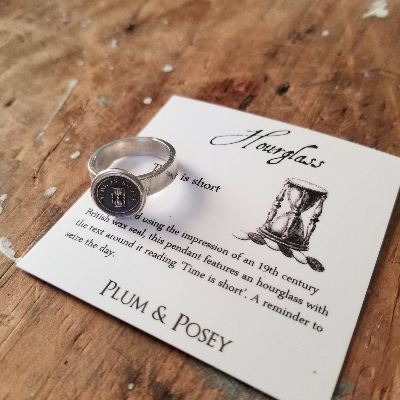 Time is Short Hourglass Wax Seal Ring