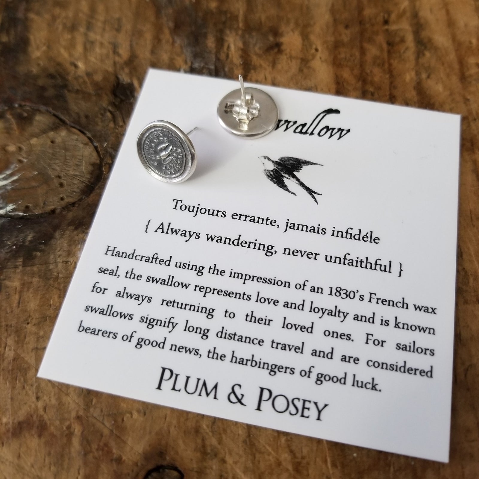 Swallow Wax Seal Earrings - Always Wandering Love and Loyalty