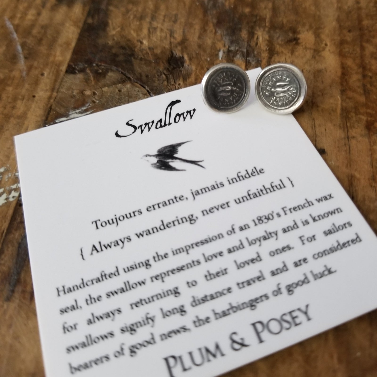 Swallow Wax Seal Earrings - Always Wandering Love and Loyalty