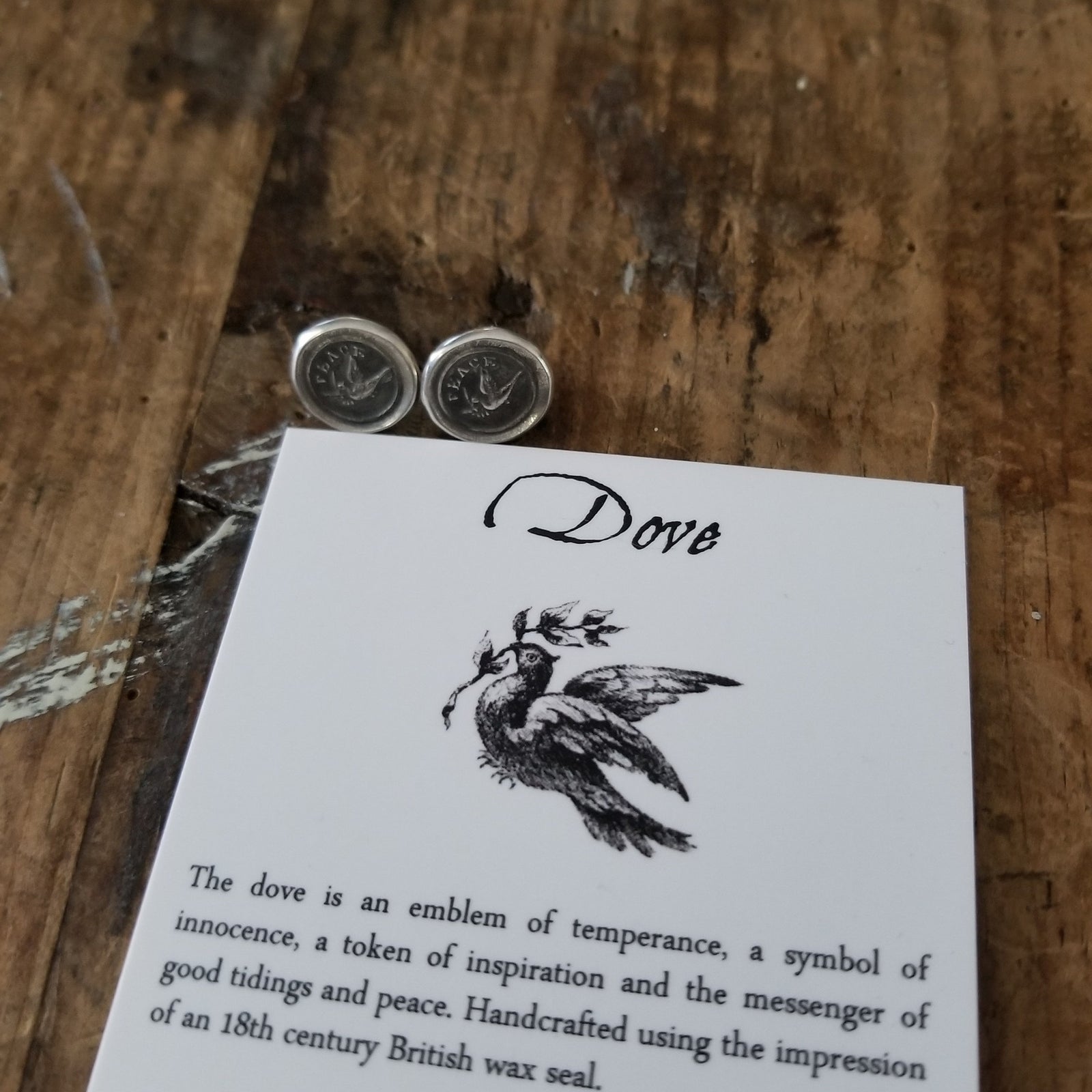 Peace Stud earrings - Dove Wax seal earrings