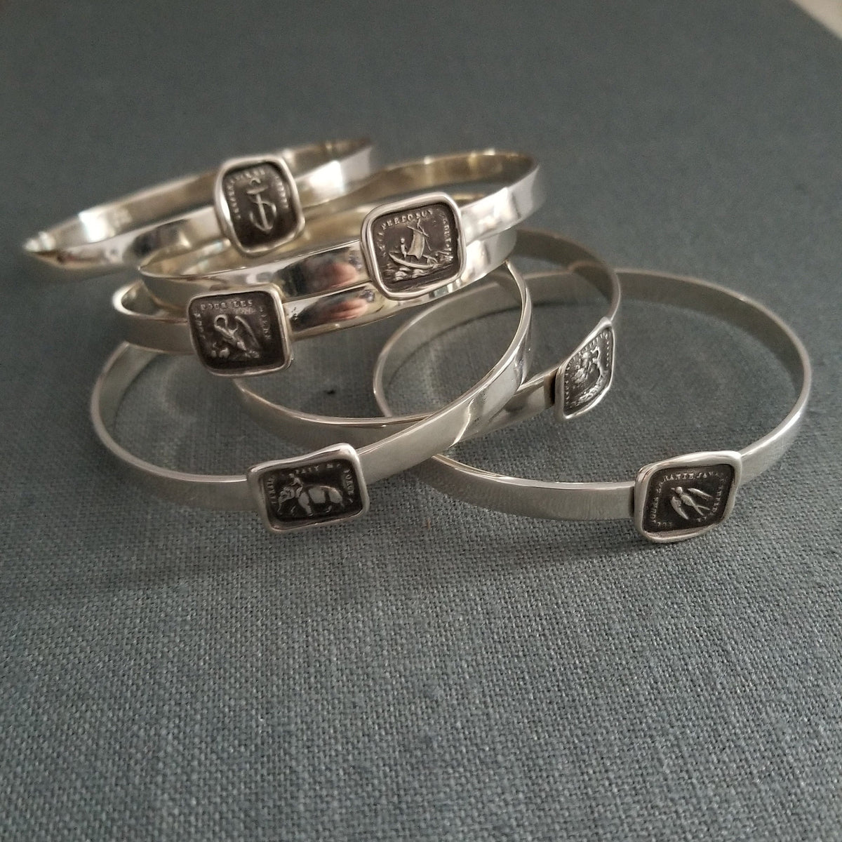 Elephant Wax Seal Bangle - Rose and Butterfly