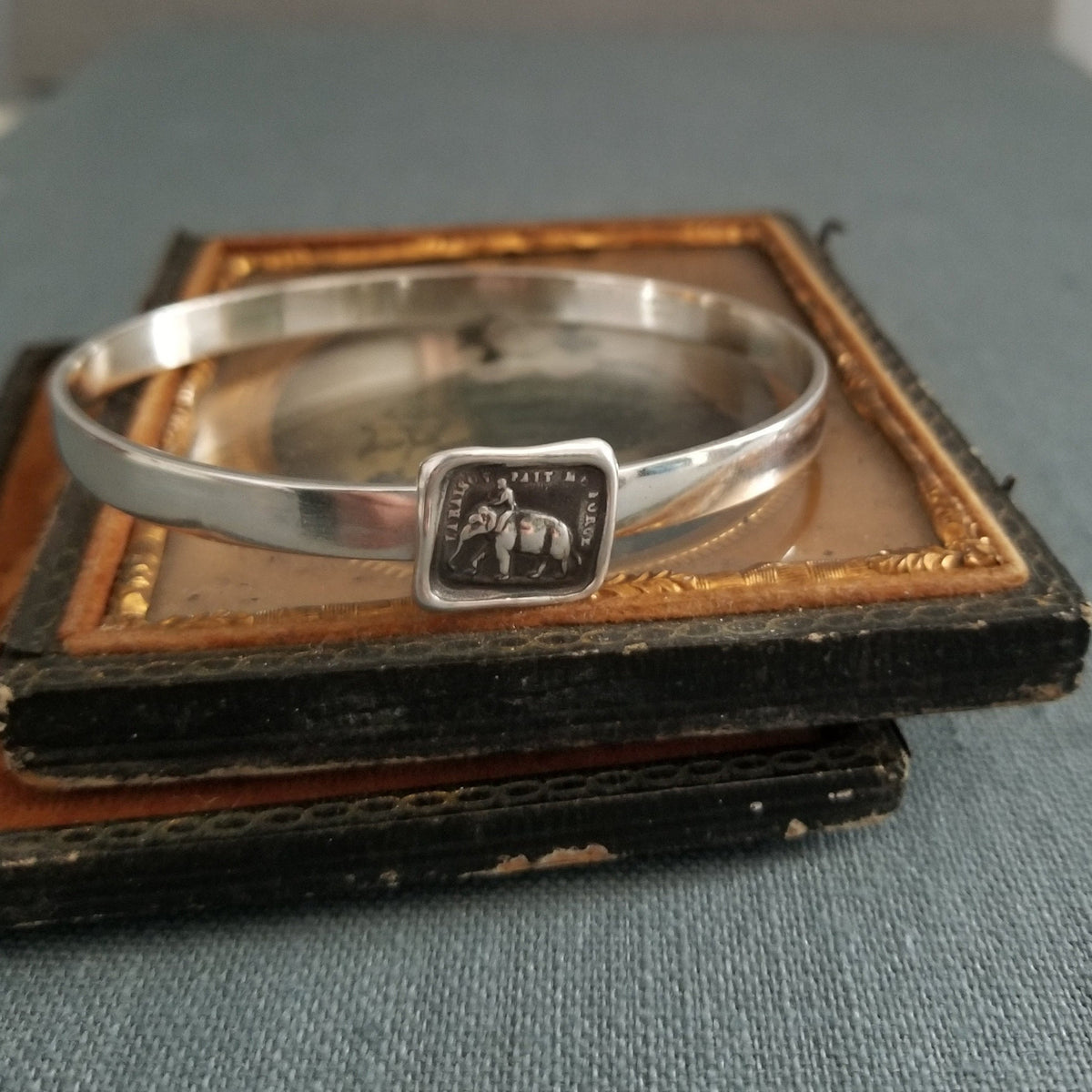 Elephant Wax Seal Bangle - Rose and Butterfly
