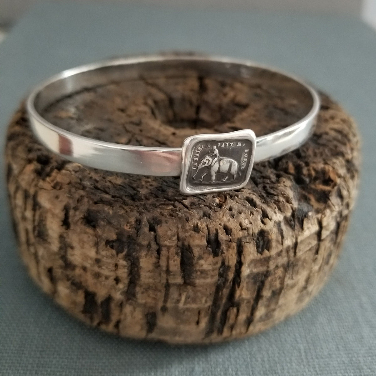 Elephant Wax Seal Bangle - Rose and Butterfly