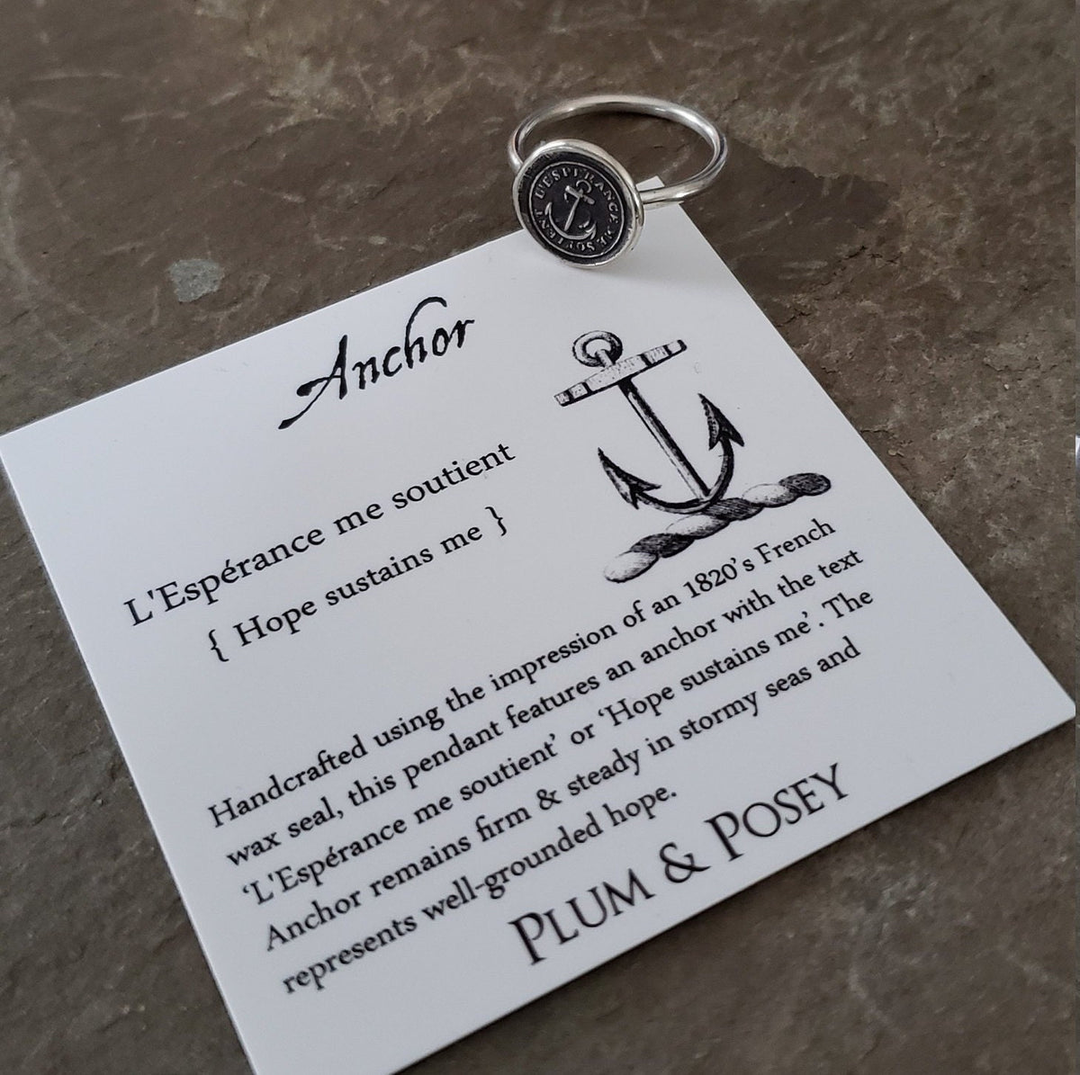 Anchor 'Hope Sustains Me' - Skinny Whimsy Ring