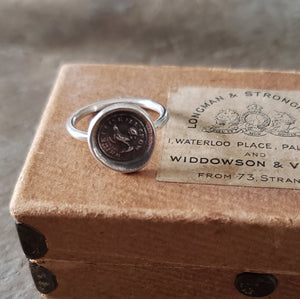 Rooster - While I live I'll crow - Skinny Whimsy Ring