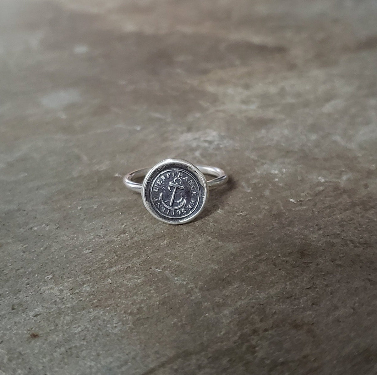 Anchor 'Hope Sustains Me' - Skinny Whimsy Ring