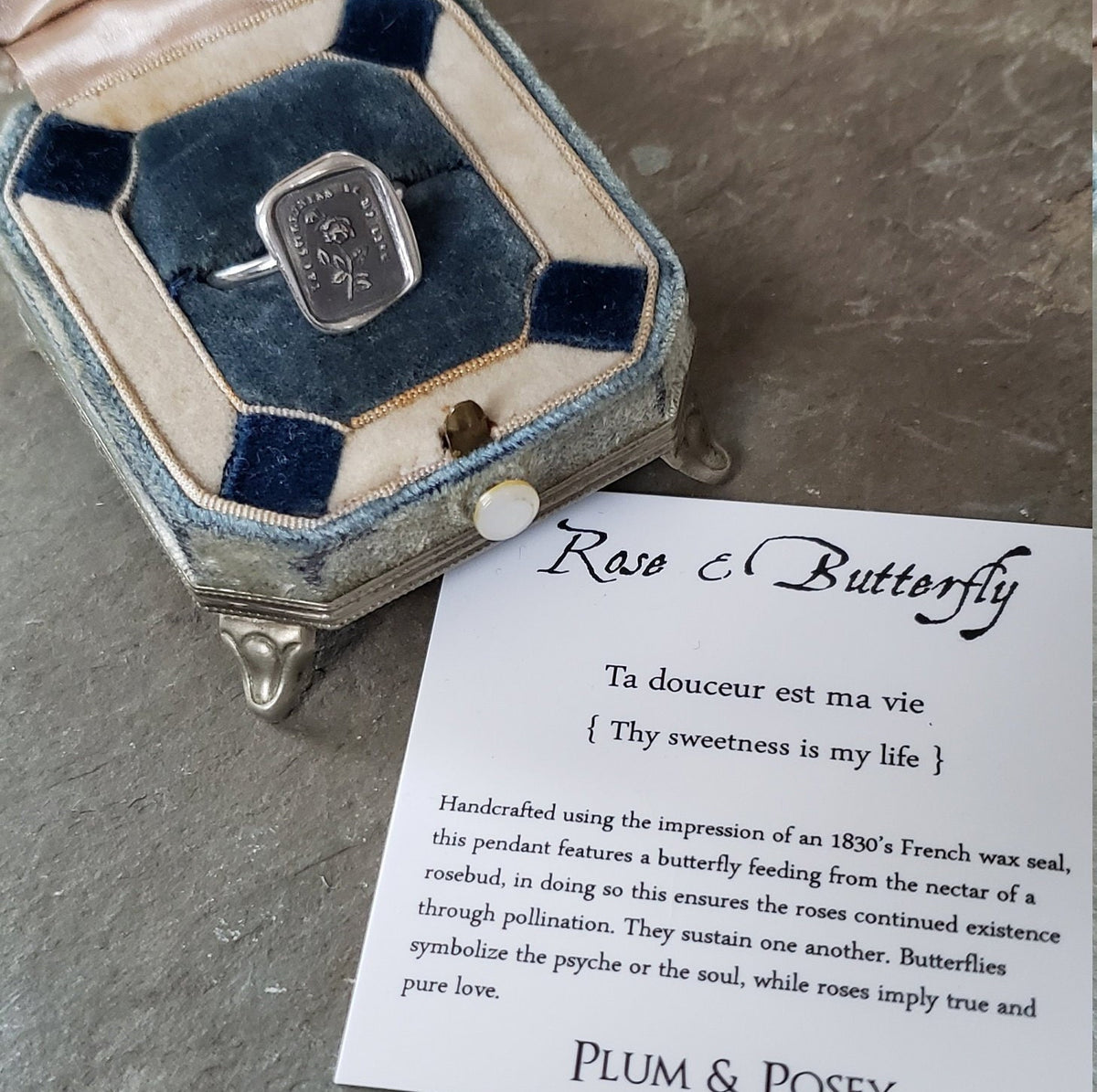Rose &amp; Butterfly - Skinny Stacking Ring