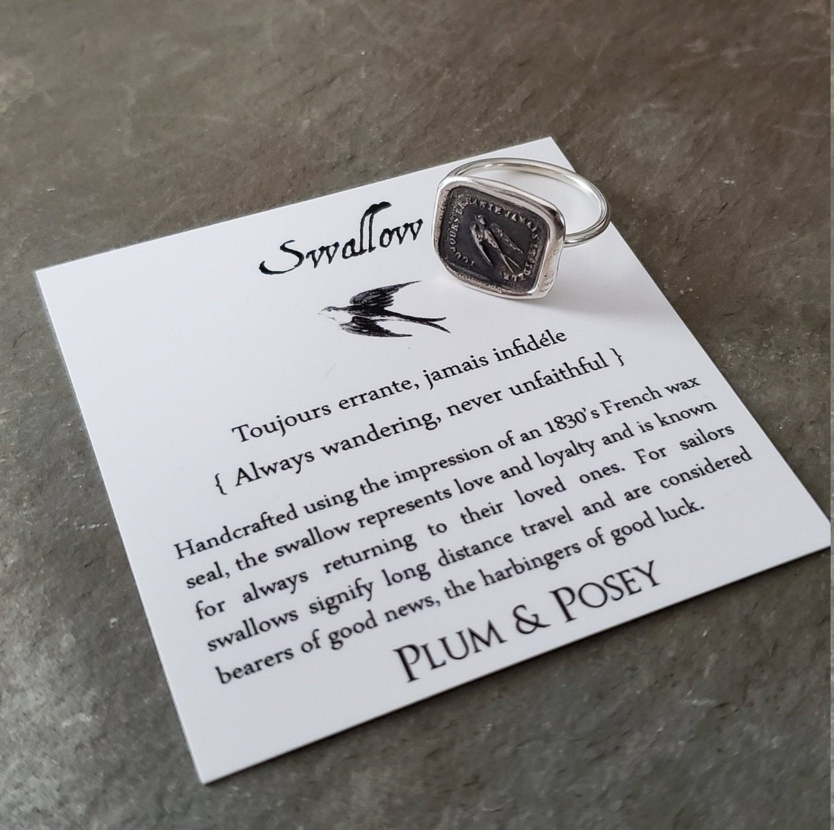 Swallow - Always wandering, never unfaithful - Skinny Stacking Ring